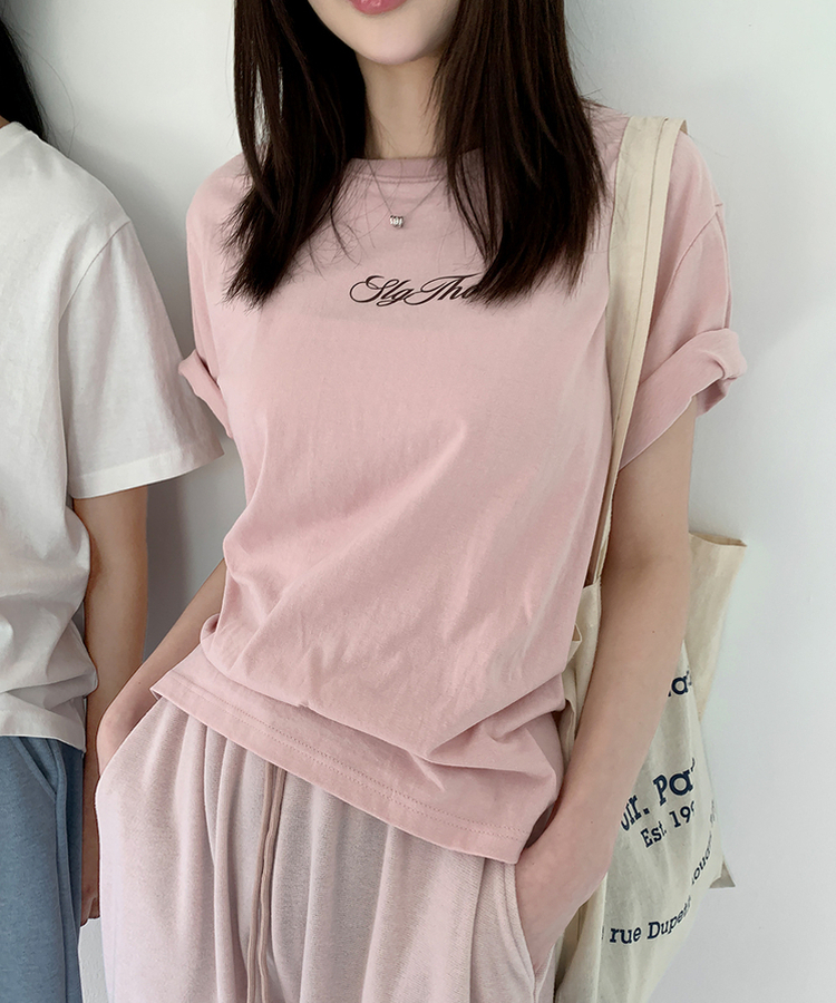 レタリングプリント半袖Tシャツ(5color) SOFT PINK