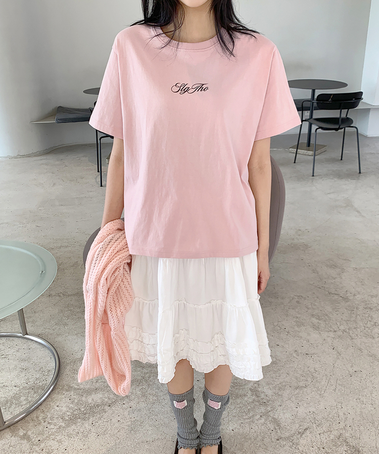 レタリングプリント半袖Tシャツ(5color) SOFT PINK