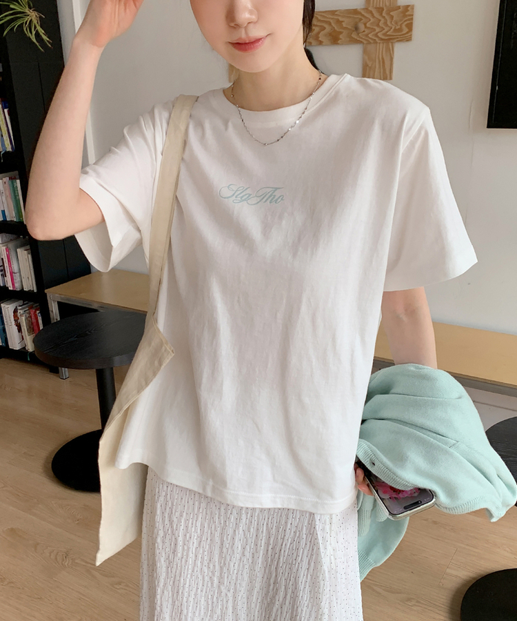 レタリングプリント半袖Tシャツ(5color) IVORY