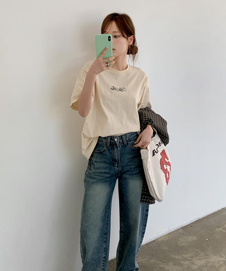 レタリングプリント半袖Tシャツ(5color) SOFT YELLOW