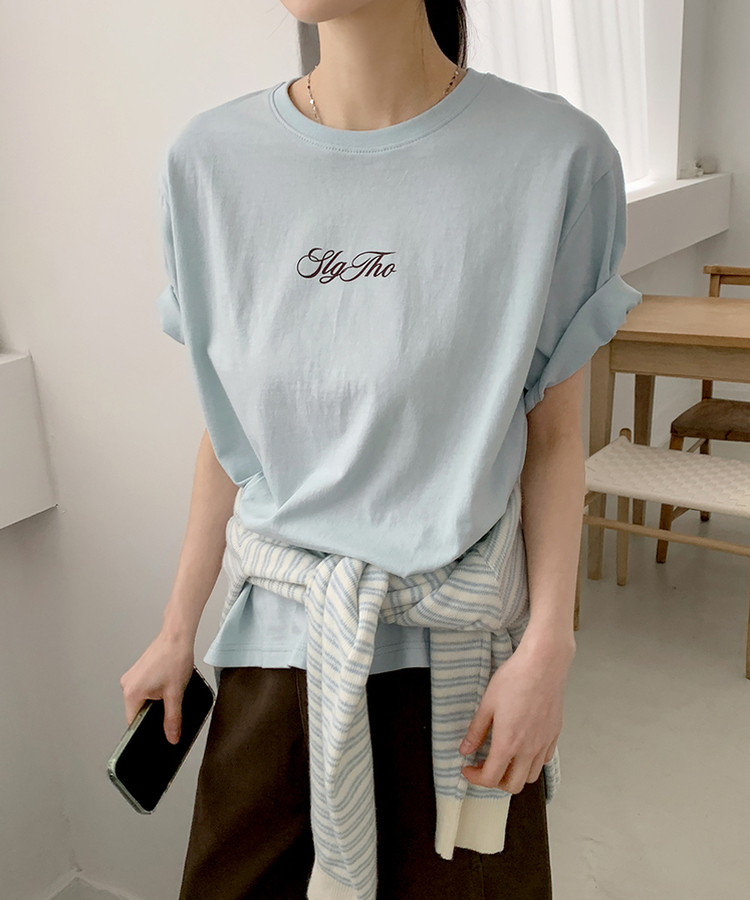 レタリングプリント半袖Tシャツ(5color) SKYBLUE
