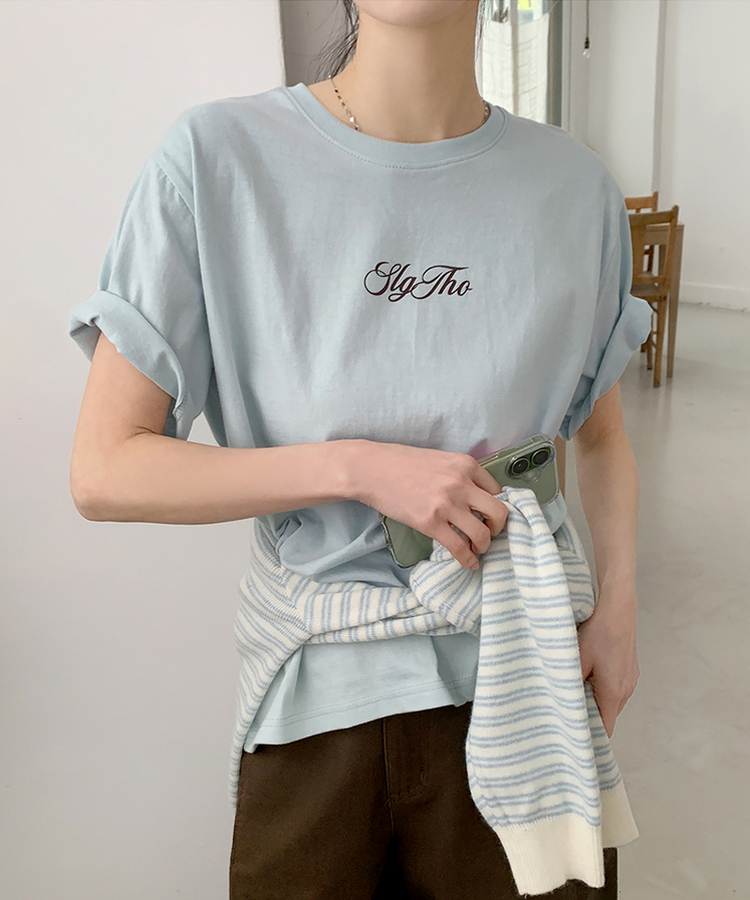 レタリングプリント半袖Tシャツ(5color) SKYBLUE