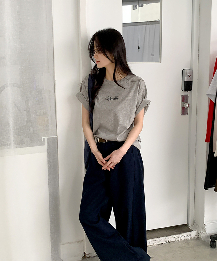 レタリングプリント半袖Tシャツ(5color) MELANGE GRAY