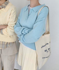 ボタンカラフルオーバーニット SOFT BLUE