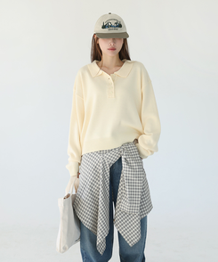 ボタンカラフルオーバーニット BUTTER