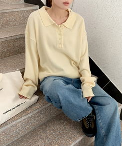 ボタンカラフルオーバーニット BUTTER