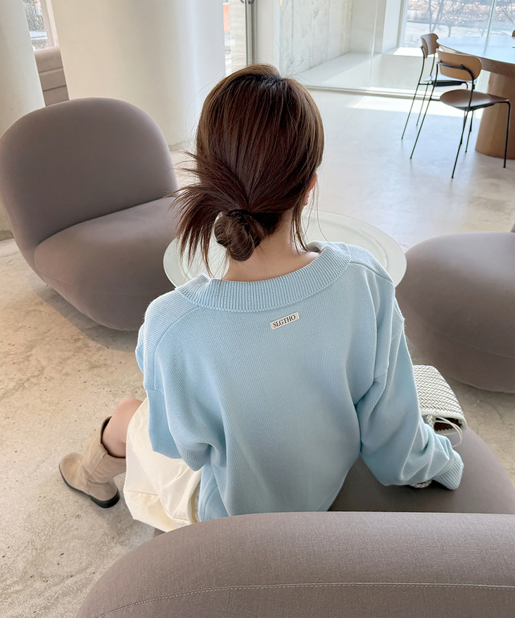 ボタンカラフルオーバーニット SOFT BLUE