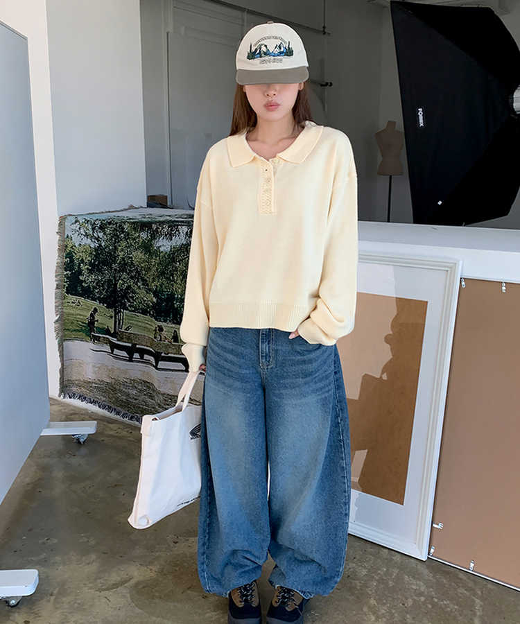 ボタンカラフルオーバーニット BUTTER