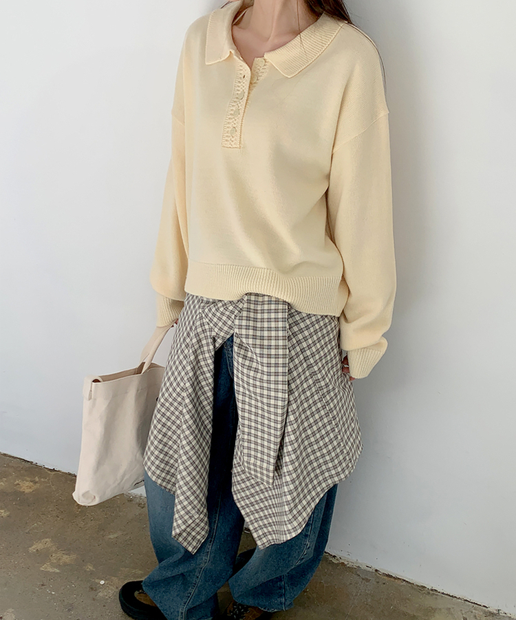 ボタンカラフルオーバーニット BUTTER