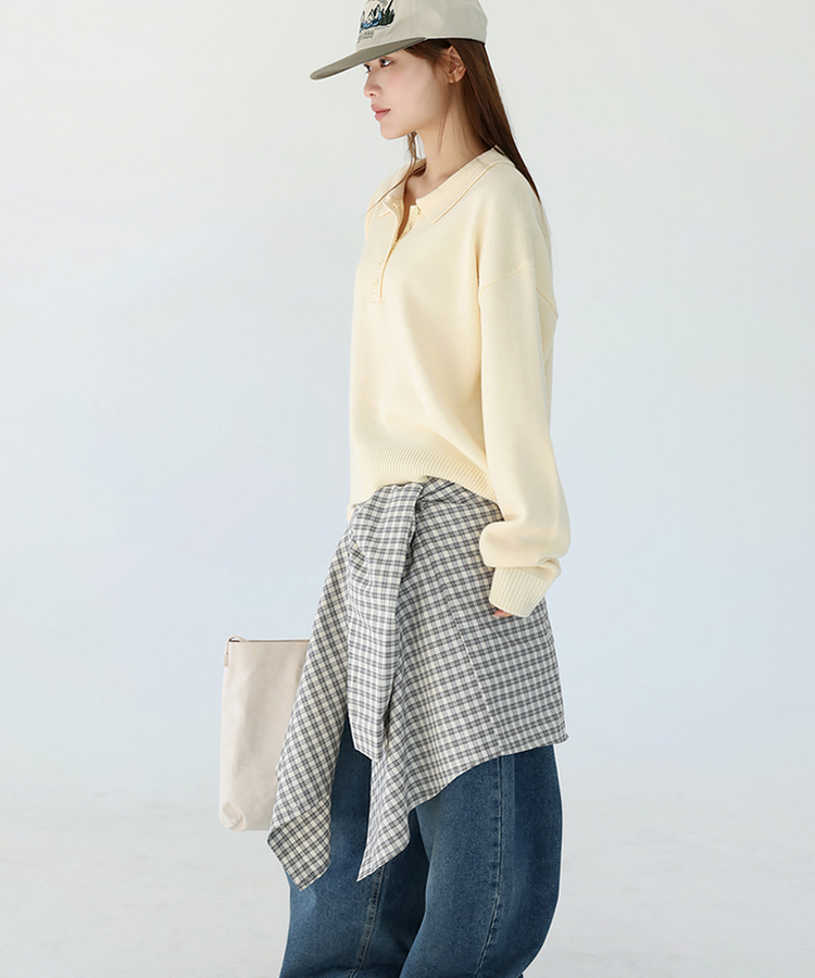 ボタンカラフルオーバーニット BUTTER