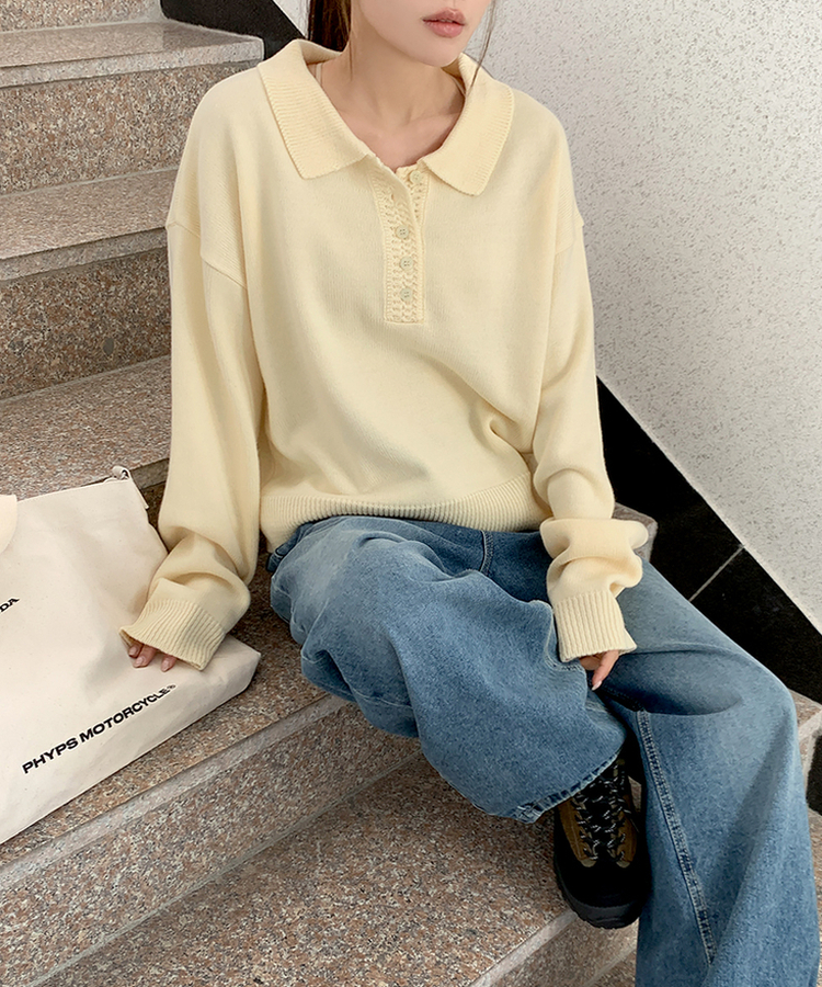 ボタンカラフルオーバーニット BUTTER