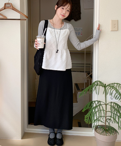 フレアロングスカート BLACK