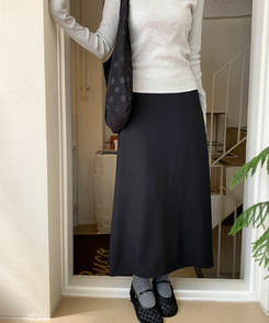 フレアロングスカート BLACK