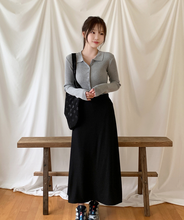 フレアロングスカート BLACK