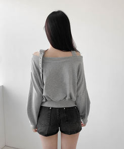 ホルターバックルオフトレーナー MELANGE