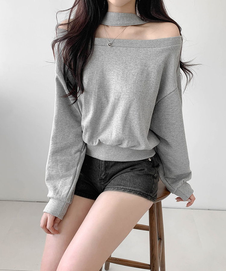 ホルターバックルオフトレーナー MELANGE