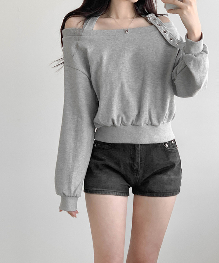 ホルターバックルオフトレーナー MELANGE