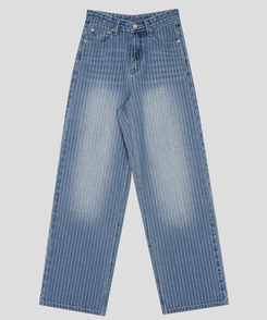 ストライプワイドデニムパンツ