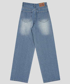 ストライプワイドデニムパンツ