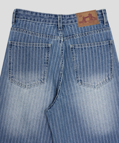 ストライプワイドデニムパンツ