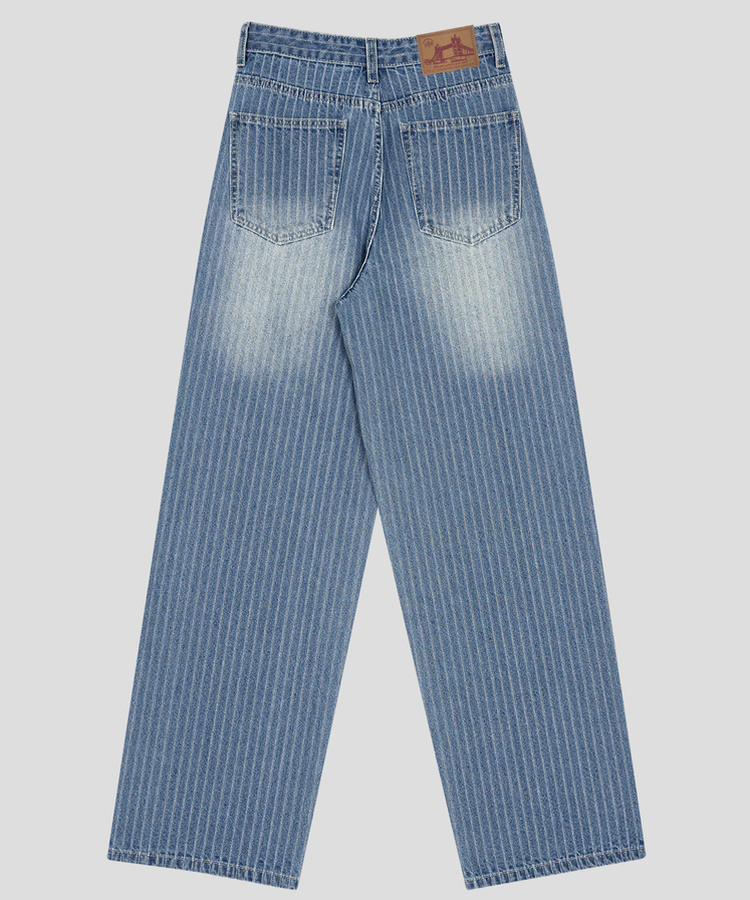 ストライプワイドデニムパンツ