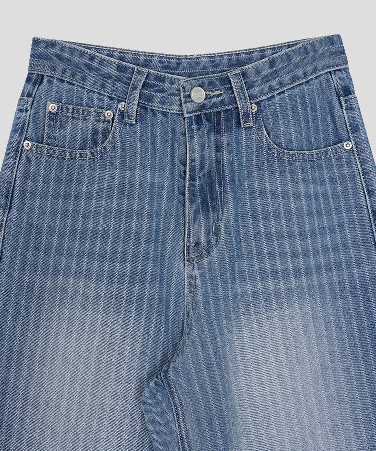 ストライプワイドデニムパンツ