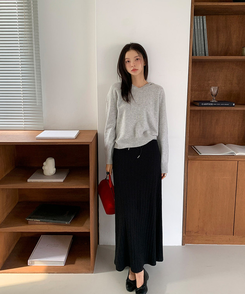 リブマキシスカート BLACK