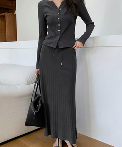 リブマキシスカート CHARCOAL