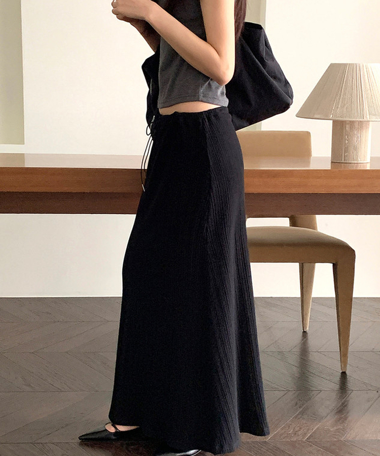 リブマキシスカート BLACK