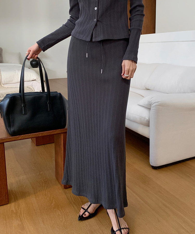 リブマキシスカート CHARCOAL