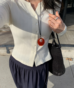 スリムリブカーディガン CREAM