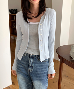 スリムリブカーディガン SKYBLUE