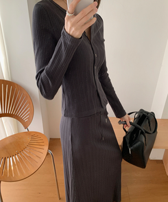 スリムリブカーディガン CHARCOAL