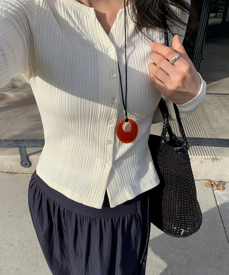 スリムリブカーディガン CREAM