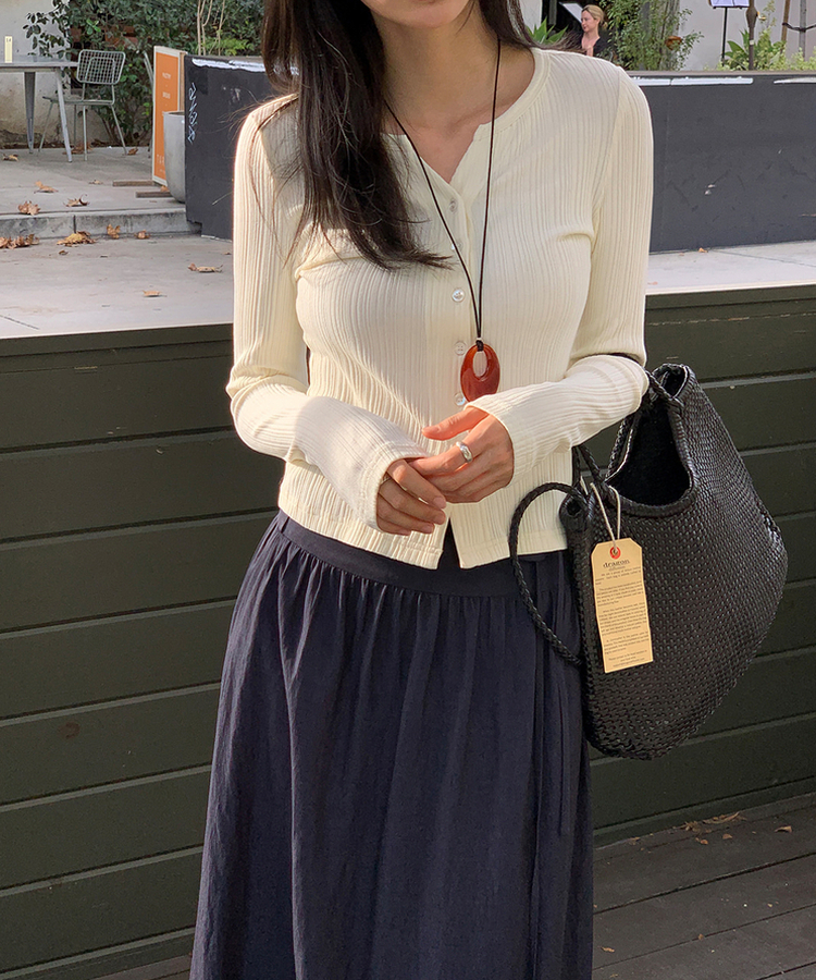 スリムリブカーディガン CREAM