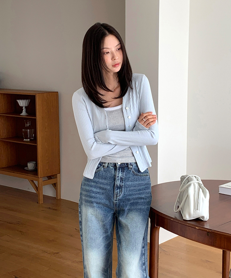 スリムリブカーディガン SKYBLUE