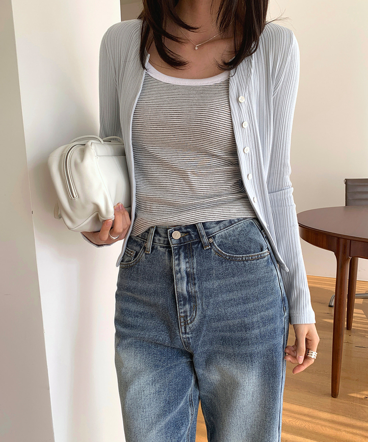 スリムリブカーディガン SKYBLUE