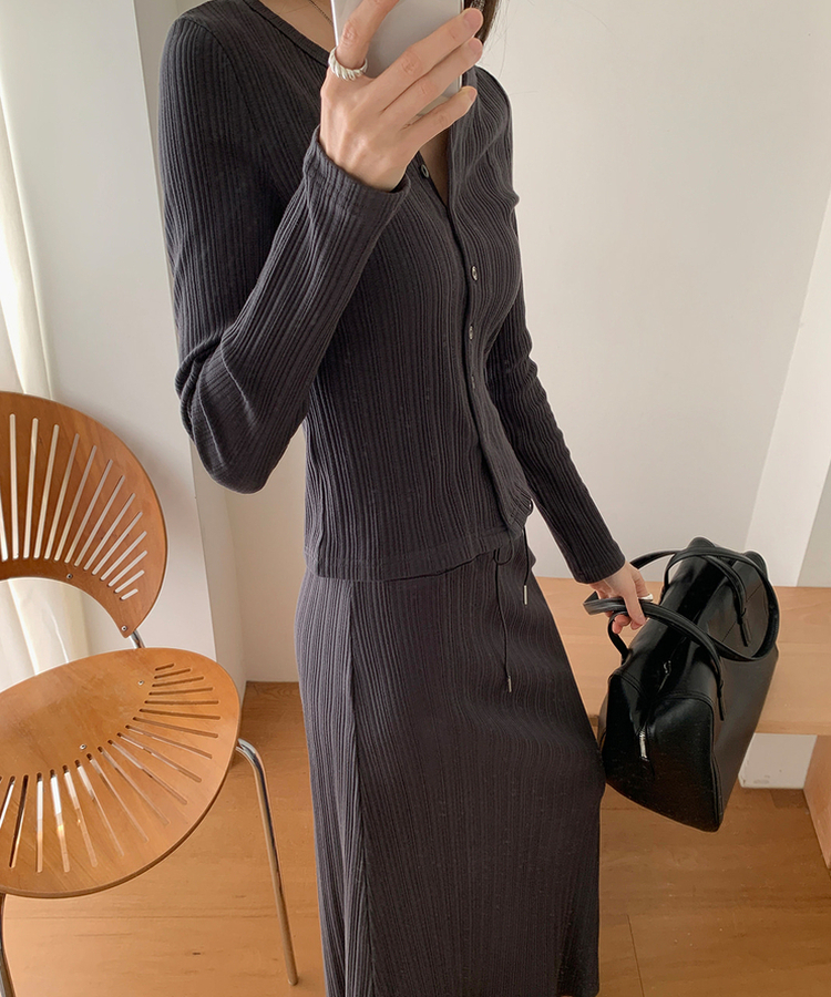 スリムリブカーディガン CHARCOAL