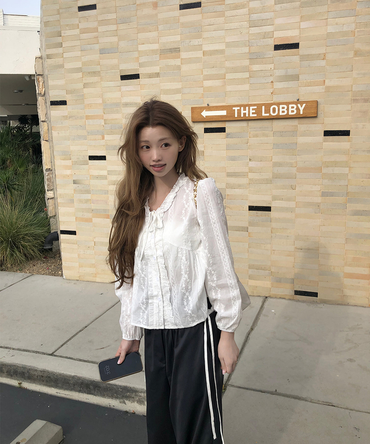 アンティークフリルブラウス WHITE