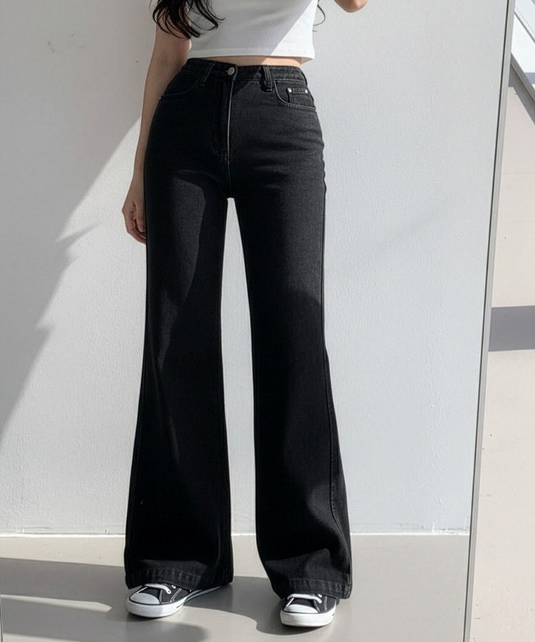 【丈別】ブーツカットデニムパンツ BLACK