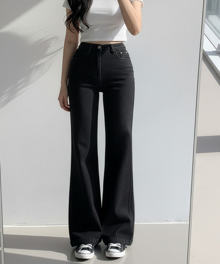 【丈別】ブーツカットデニムパンツ BLACK