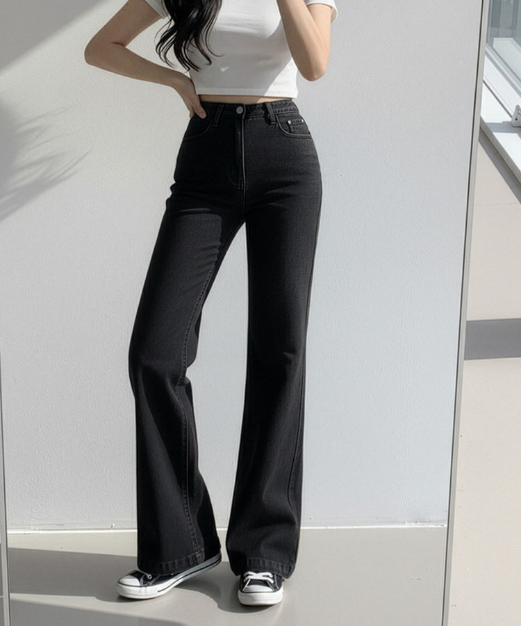 【丈別】ブーツカットデニムパンツ BLACK