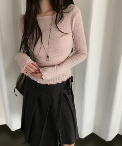 パンチング長袖ニット PINK