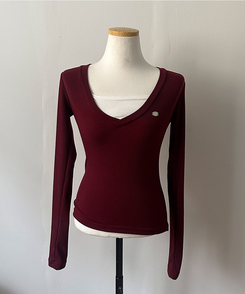 ペンダントVネックレイヤードTシャツ(5color)