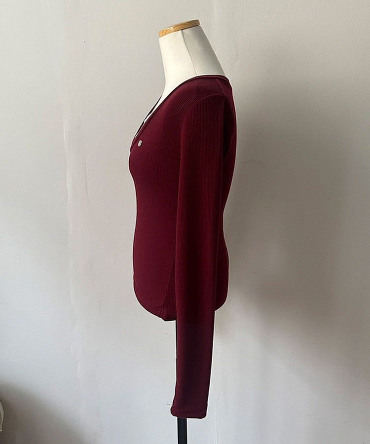 ペンダントVネックレイヤードTシャツ(5color)