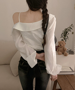 ワンオフシアリングスリットブラウス IVORY