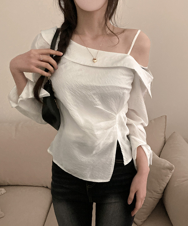 ワンオフシアリングスリットブラウス IVORY