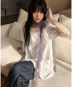 シースルーレイヤード長袖Tシャツ(11color) CREAM