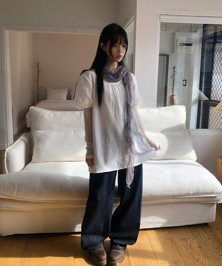 シースルーレイヤード長袖Tシャツ(11color) CREAM