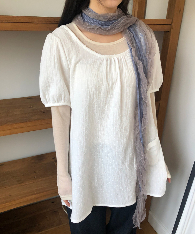 シースルーレイヤード長袖Tシャツ(11color) CREAM